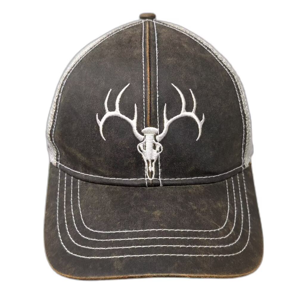 Field & Stream Brown Trucker Hat One Size Deer Skull Antlers Adjustable Snapback